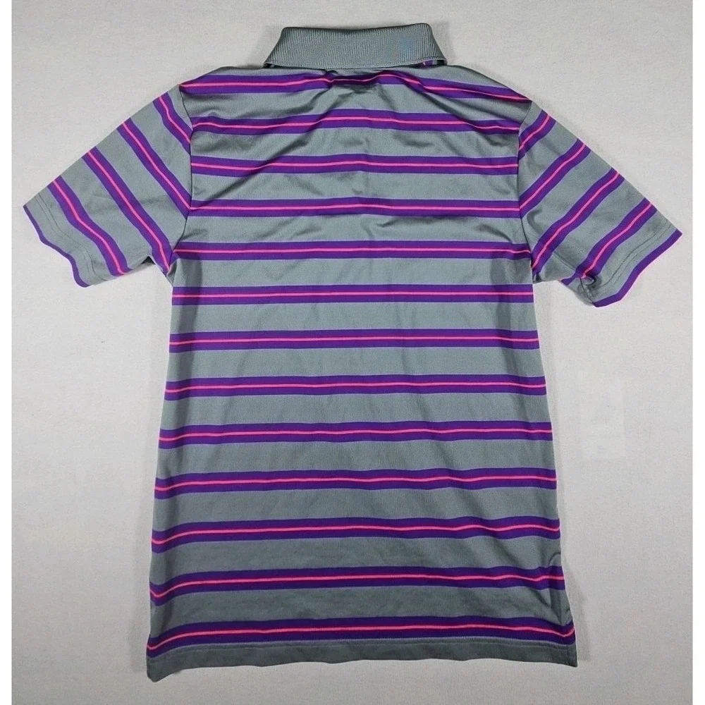 Under Armour Heat‎ Gear Loose Golf Polo Shirt Mens Small Gray/Purple/Pink
